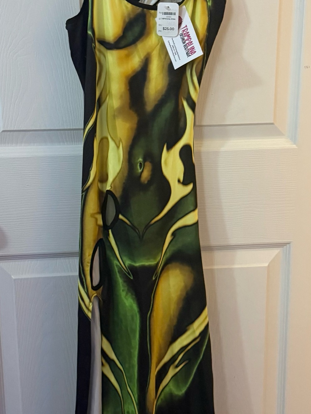 Yellow & Green Printed bodyprint Dress